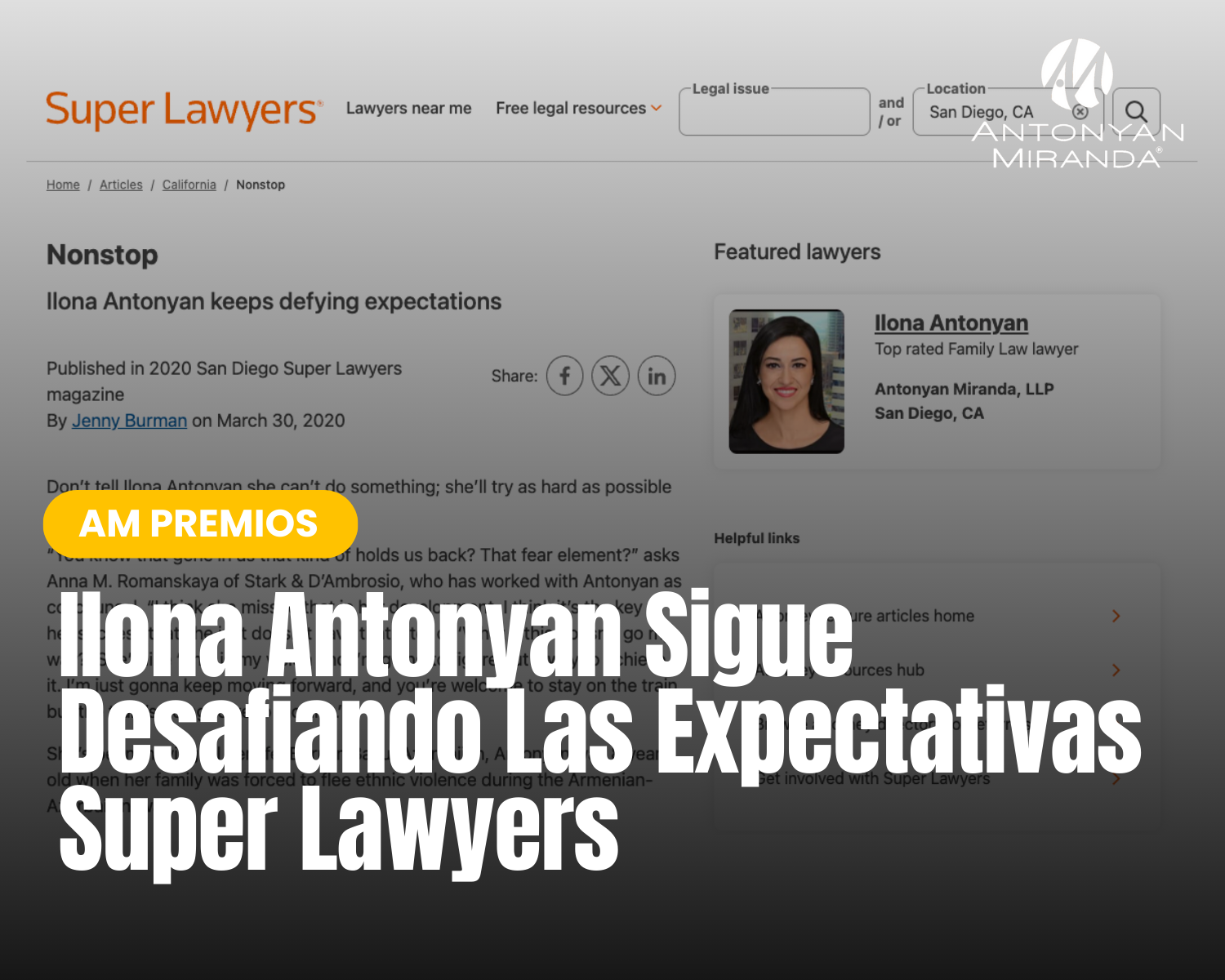 Ilona Antonyan Sigue Desafiando Las Expectativas Super Lawyers