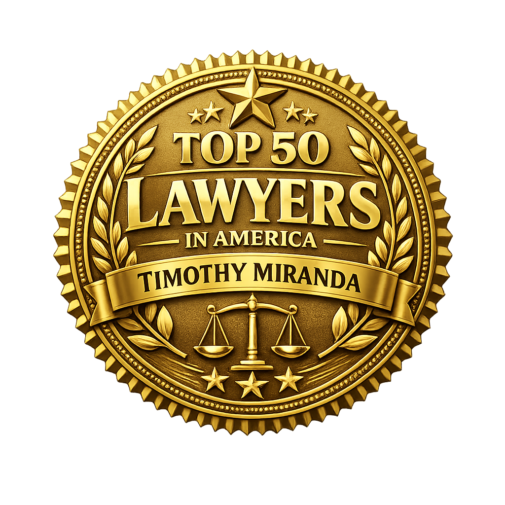 TIMOTHY MIRANDA SELECTED TO 2026 TOP 50 LAWYERS IN AMERICA LIST
